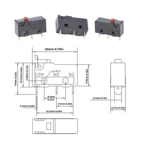 10 PCS Micro Switch 2/3Pin NO/NC Mini Limit Switch 5A 250VAC Roller Arc lever - Picture 18 of 71