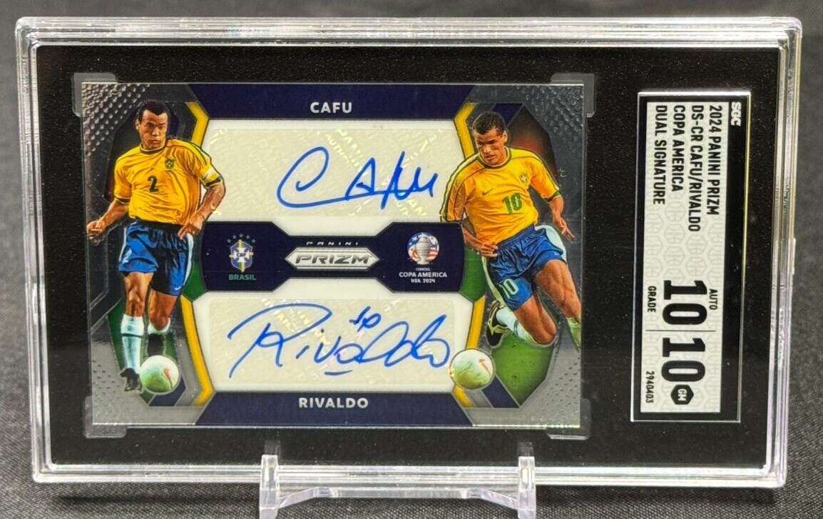 Cafu & Rivaldo Dual Auto SGC 10 2024 Panini Prizm Copa America #DS 