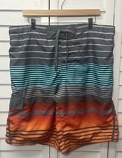 Ocean Pacific Summer Signature Stripe Swim Trunks 11.5  Inseam Men  s Size Large