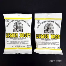 (Lot of 2) Claey's Old Fashioned Lemon Drops Hard Candy - 6oz Bag