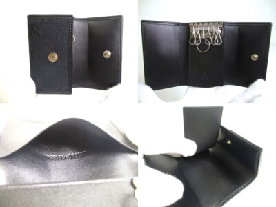 Authentic GUCCI GG Black Canvas and Leather 6 Pics Key Cases #a398