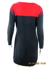 APT 9 SZ M 100% Acrylic Black Red Lace Applique Lightweight Knit Sweater Dress