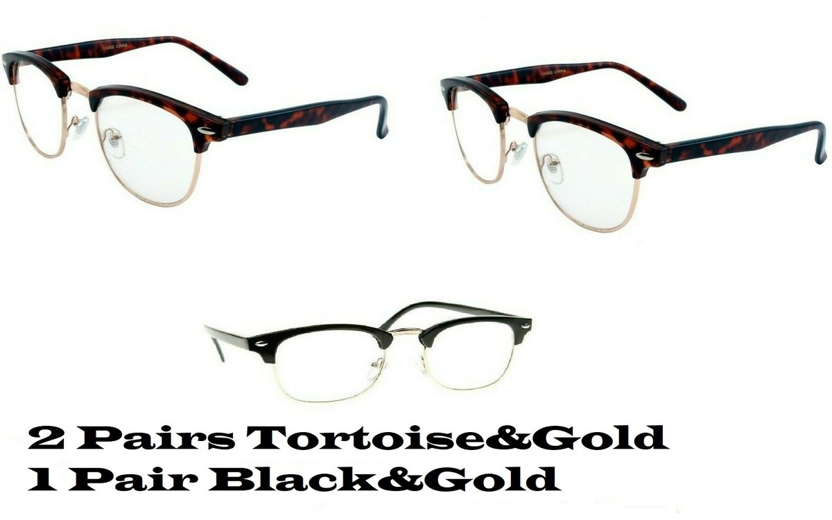 Gold Glasses MENS LARGE Fashion Style Glasses Clear Lens Browline