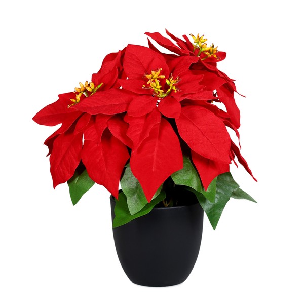 KüNstlicher Weihnachtsstern Groß - 30 Cm - Deko Kunst Pflanze Poinsettia Blume-image