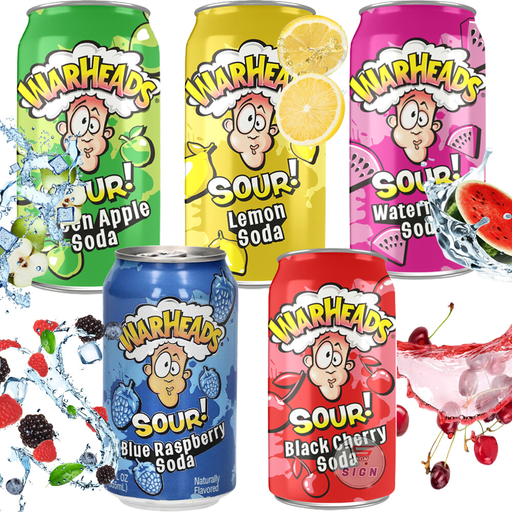 Warheads Sour Soda Pop USA Imported 355ml Fruit Flavoured