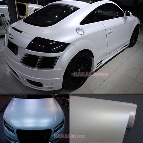 White - Flexible Full Car Wrap Satin Matte Chrome Vinyl Upgrade Metal Sticker AX - Picture 3 of 6