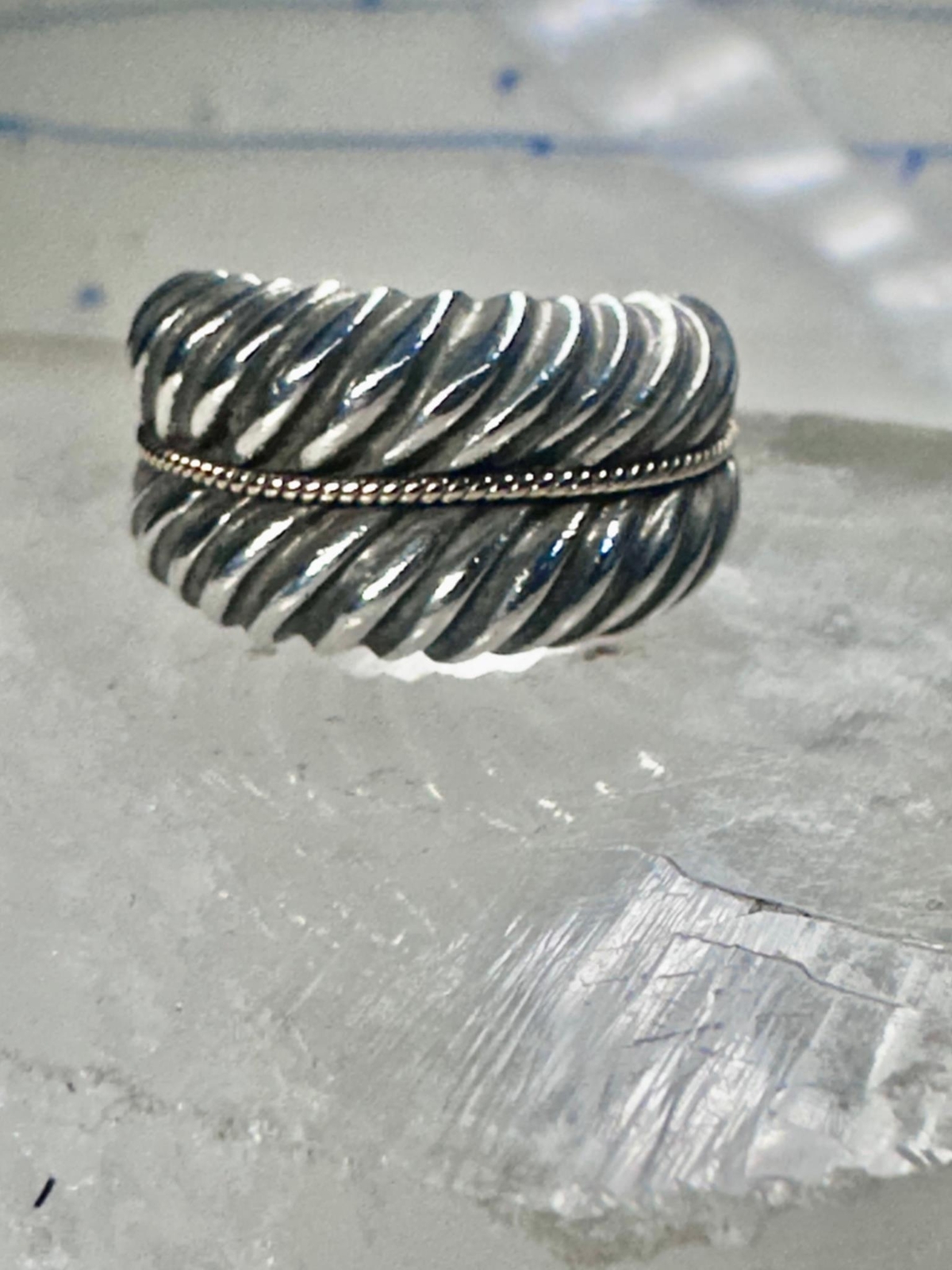 Fluted ring abstract solid band Size 5 sterling s… - image 5