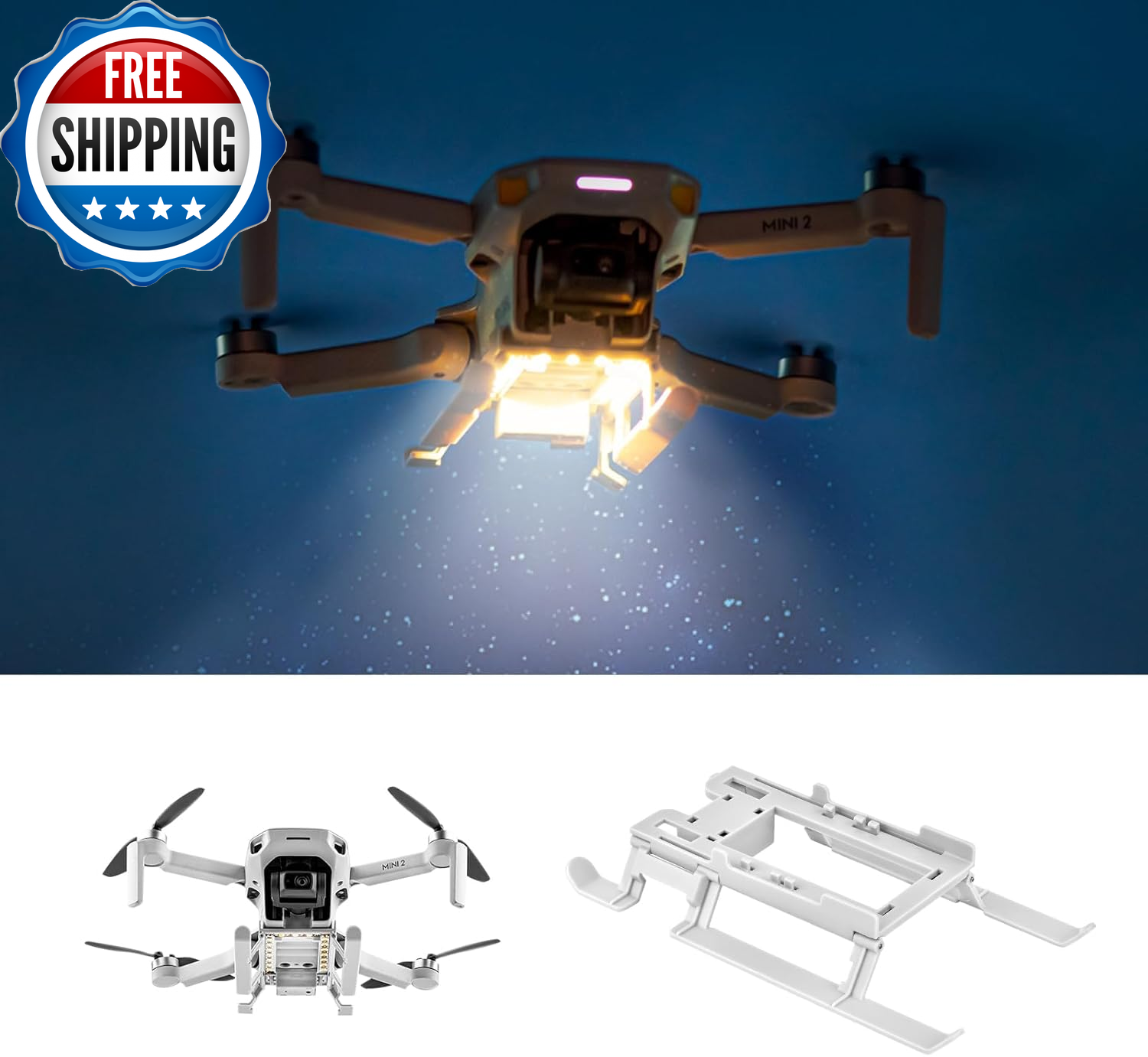 Mini 4K Landing Gear with Lights Foldable Extended Leg LED Strobe Light Parts fo