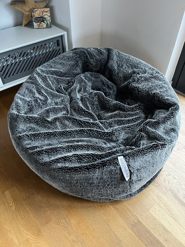 Sitzsack PUSHBAG grau schwarz BAG500 Kunstfell Fellimitat Fell Flokati XXL  - Bild 2 von 4