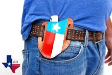  HAND MADE PURE LEATHER ENGRAVED HORIZONTAL SHEATH FOR FOLDING POKET KNIFE AH-5