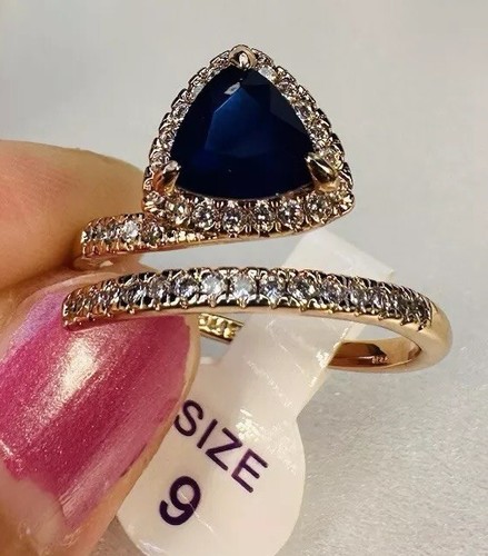 NIB Ring Bomb Party Sz9 RBP6428 Glitzy Chic LC Sapphire/Gen Quartz Rose Gold Pl