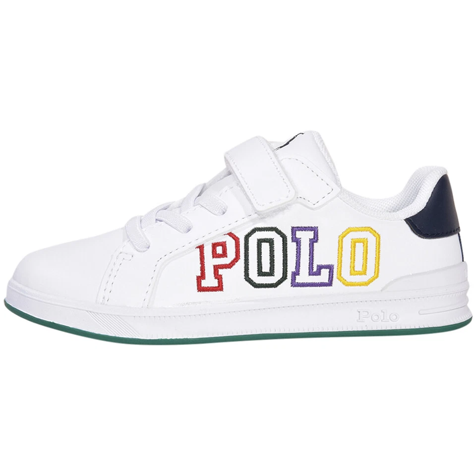 Polo Ralph Lauren 学步儿童 男孩 Heritage-Court-II-Graphic 白色运动鞋 — 第 3/4 张图片