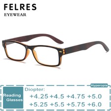 Square Anti Blue Light Reading Glasses Men Highly Strength 4.25 4.5 To 6.0