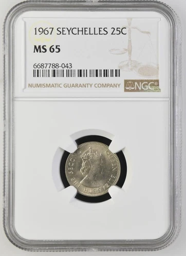 Seychelles 25 Cents 1967 NGC MS 65