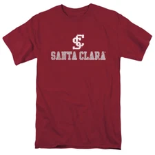 Santa Clara University Adult T-Shirt Distressed Primary Logo, Garnet, S-3XL
