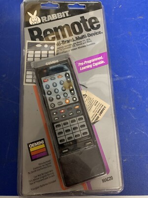 Vintage 1990 Gemini RABBIT REMOTE Learning TV VCR CABLE MAC20 Universal