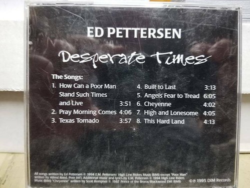 Ed Pettersen - Desperate Times CD New Still Sealed 1995 DIM Records Rare Indie - Imagen 2 de 2