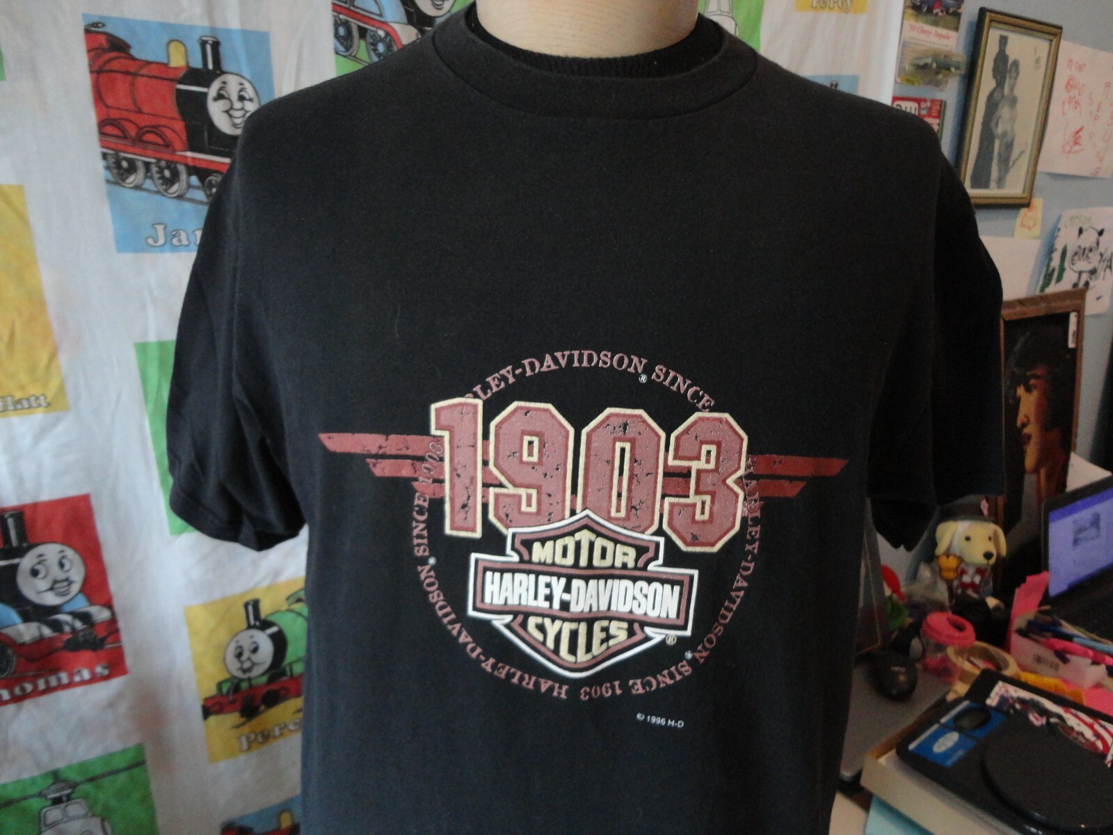 Harley-Davidson Motorcycle Bike T-shirt Made in USA Men's XXL cotton Blue type light blue Vintage Second Hand