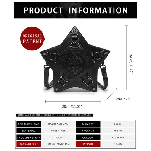 Women Bag Leather Backpacks Star Shape Messengers Bag Gothic Skull Shoulder Bag - Bild 8 von 8