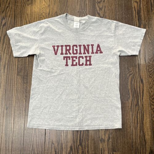 Maglietta Virginia Tech University Y2K Uomo Grigio Medio Cotone - Foto 1 di 4