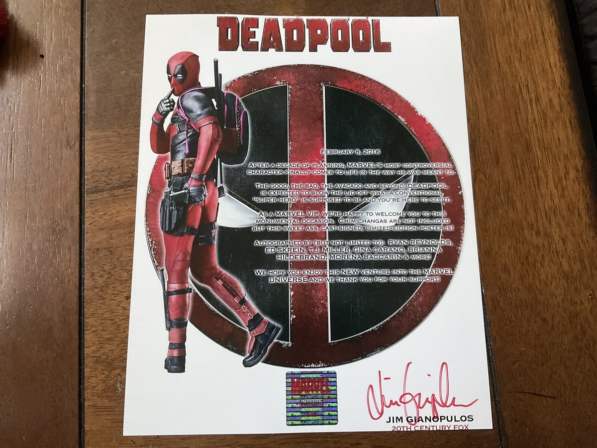 Deadpool Movie Cast Signed Full Sized Poster - Professionally  display picture 1