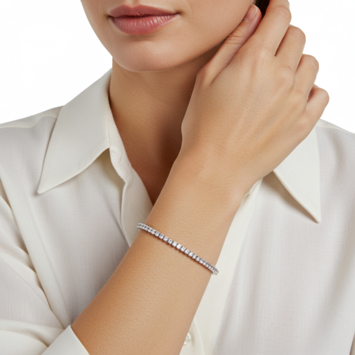 14K Real Solid White Gold Round Brilliant Tennis Bangle Bracelet 1.75mm-4mm - Picture 3 of 14