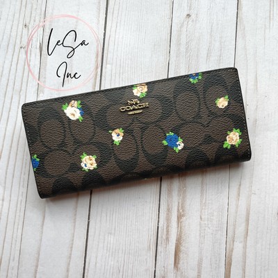 COACH Women's Slim Wallet In Signature Canvas With Vintage