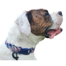 Handmade Upcycled Necktie Adjustable 1" Wide Plaid Fashion Large Dog Collar