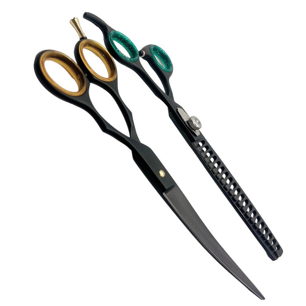 Professional Pet Grooming CURVED Scissors CHUNKER THINNING shears SET J2 7.5” eBay