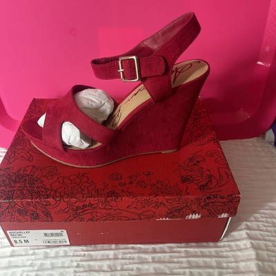 American Rag Womens Rochelle Open Toe Casual Platform Sandals RED Suede Size 8.5