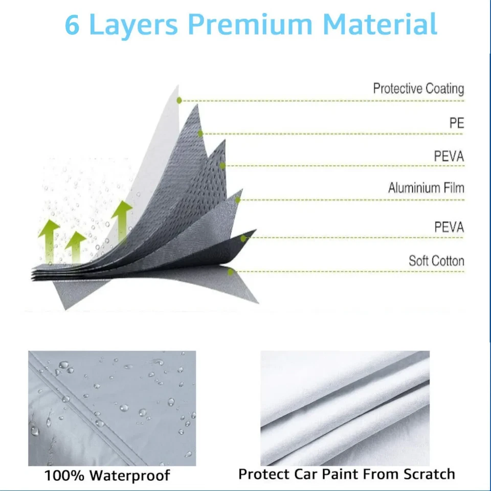 6 Layer CUSTOM FOR Ford Mustang Car Cover Outdoor 100% Waterproof All Weather Foto 4 de 4