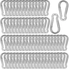 200PCS 2'' Spring Snap Hook Carabiner, M5 3/16Inch Galvanized Silver Steel Small