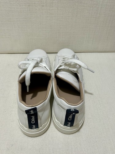 CHLOE - Net Sustain Lauren Scalloped Leather Sneakers - White Sz 41 - Picture 10 of 18