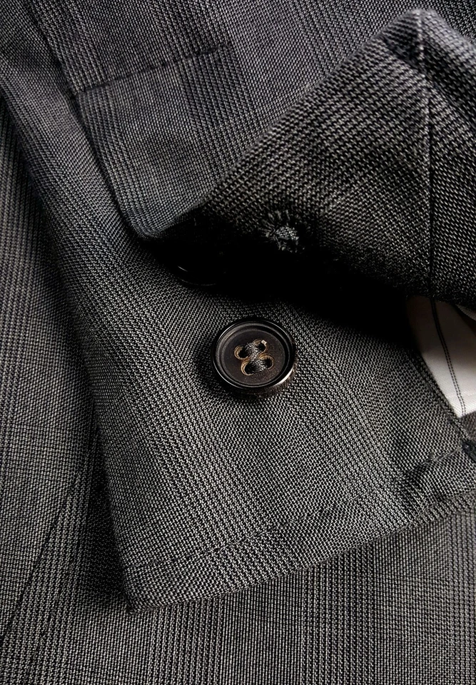 Abrigo deportivo no estructurado con solapa pico John Varvatos Collection 40R con ribete de cuero Foto 4 de 4