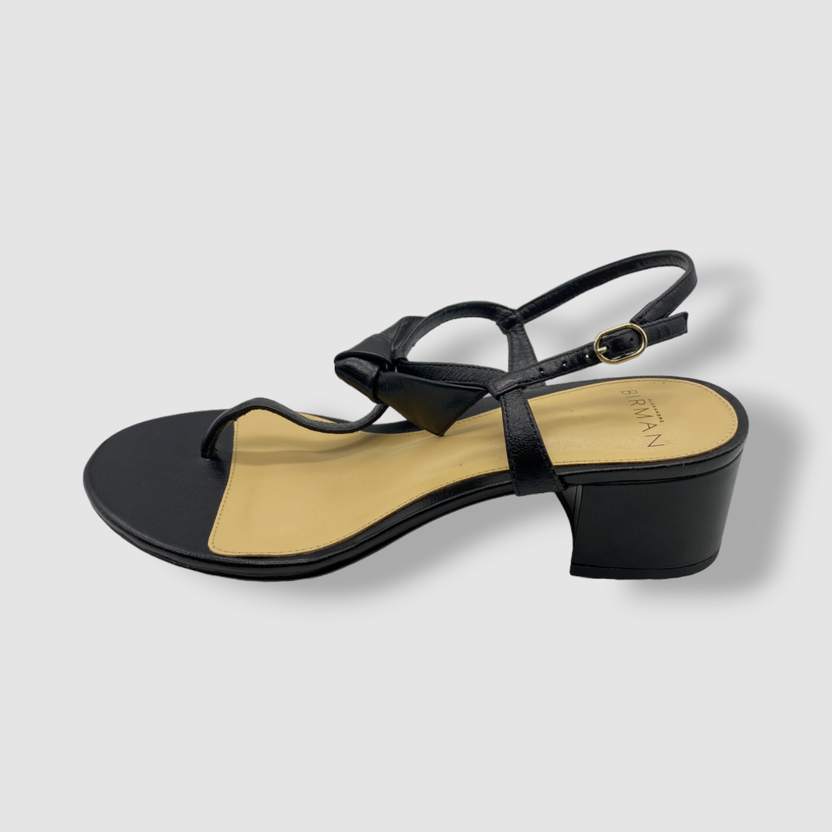 $595 Alexandre Birman Women's Black Clarita T-Strap Block-Heel Sandal Shoes  37