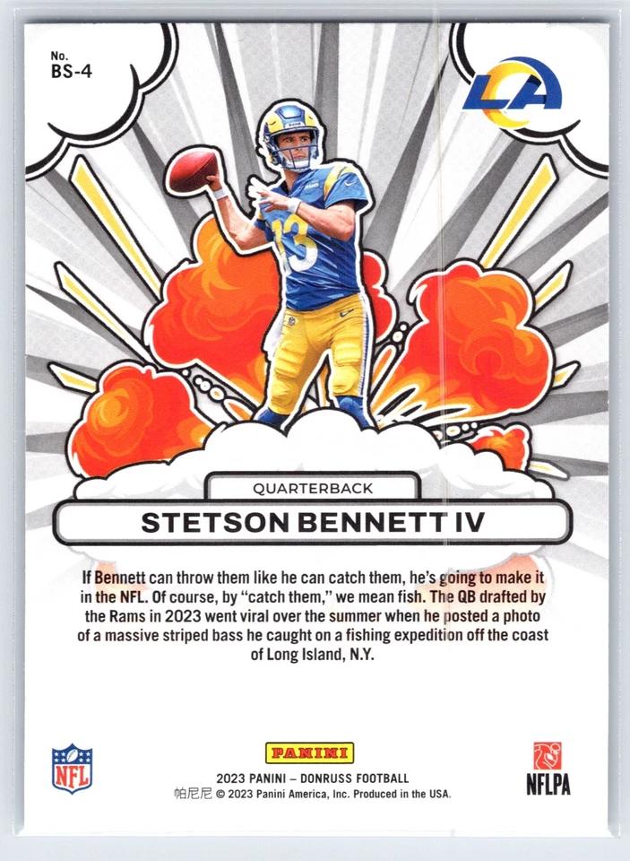 Stetson Bennett IV 2023 Donruss Bomb Squad Los Angeles Rams NFL Card #BS-4 - Image 2 of 2