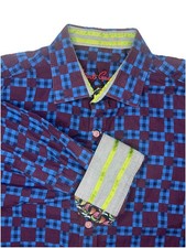 Robert Graham Flip Cuff Button Down Dress Shirt Men s Large Geometric Print