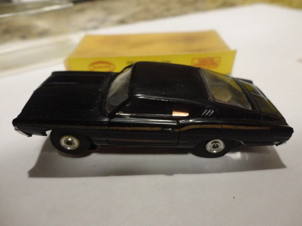 Coche tragamonedas vintage Aurora Tjet Ho negro pálido/oro acento ford torino caja original/lbl Foto 2 de 4