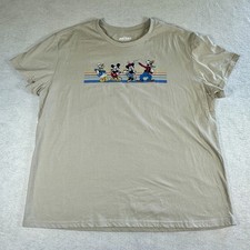Disney Shirt Womens Size 2XL Beige Mickey & Friends Short Sleeve Embroidered ￼