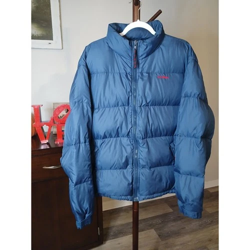 Vintage LL Bean 90s Mens Blue Down Puffer Jacket  XL Zip Gorpcore Winter Coat - product listing photo