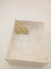 Gold Flash 925 Silver Diamond Accent Filigree Heart Teardrop Leverback Earrings