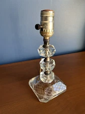 Early 1920s hand cut glass lamp, possibly Italian