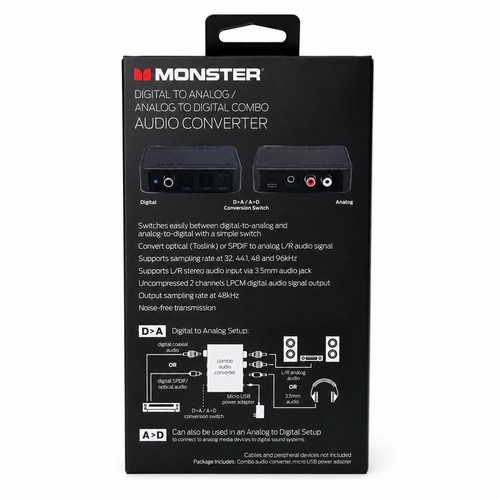 Monster Digital / Analog Audio Converter - Optical (Toslink) or SPDIF - New - Picture 2 of 2