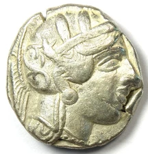 Attica Athens Athena Owl AR Tetradrachm Silver Coin 440 BC Fine / VF  + Test Cut
