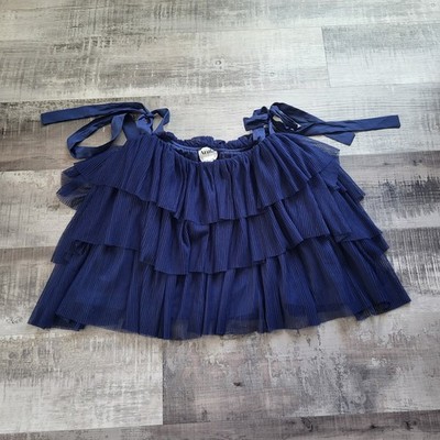 Arula NWT 1X Navy Pleated Tiered Ruffle Tie Shoulder Top Plus Size