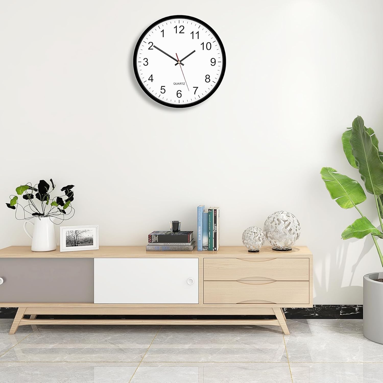 Black Backwards Wall Clock Runs Counterclockwise 12 Inch Silent Non Ticking B...