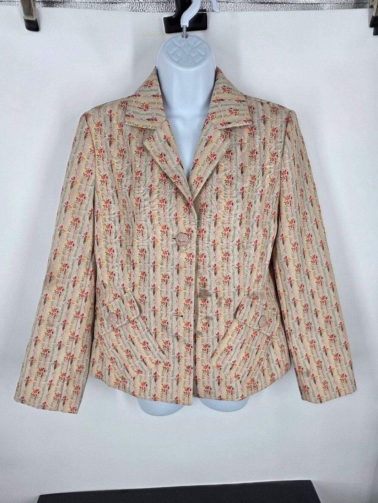 Sag Harbor Vintage Floral Tapestry Blazer Jacket Size 10 Pastel Grandmacore Boho