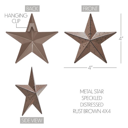 Metal Star Speckled Distressed Rust Brown 4x4 - Picture 3 of 7