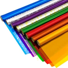 Colored Cellophane Wrap 8 Rolls, Extra Wide (34 in x 10 ft x 8 Colors) Cellop