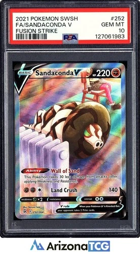 Pokemon 2021 Sandaconda V 252/264 Full Art Fusion Strike GEM MINT PSA 10